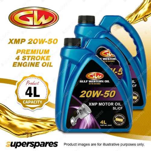 2 x Gulf Western XMP 20W-50 SL/CF Premium 4 Stroke Multi-Grade Engine Oil 4L