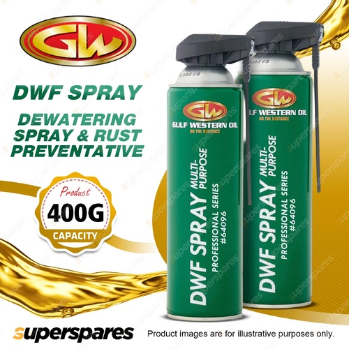 2 x Gulf Western DWF Spray Dewatering Spray & Rust Preventative 400g