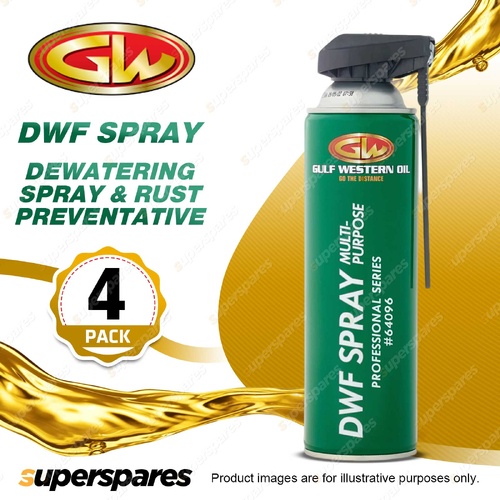 4 x Gulf Western DWF Spray Dewatering Spray & Rust Preventative 400g