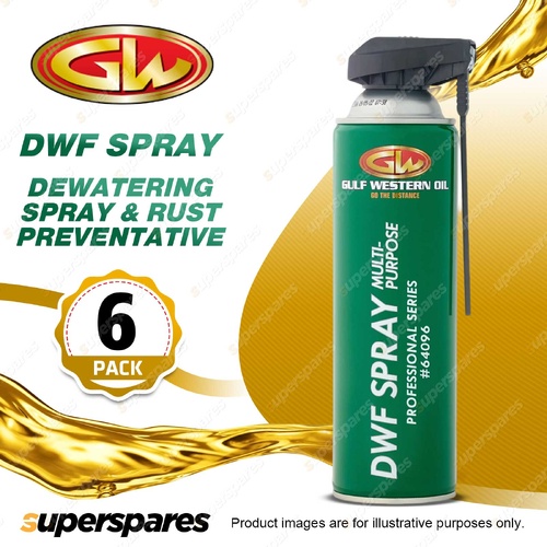 6 x Gulf Western DWF Spray Dewatering Spray & Rust Preventative 400g