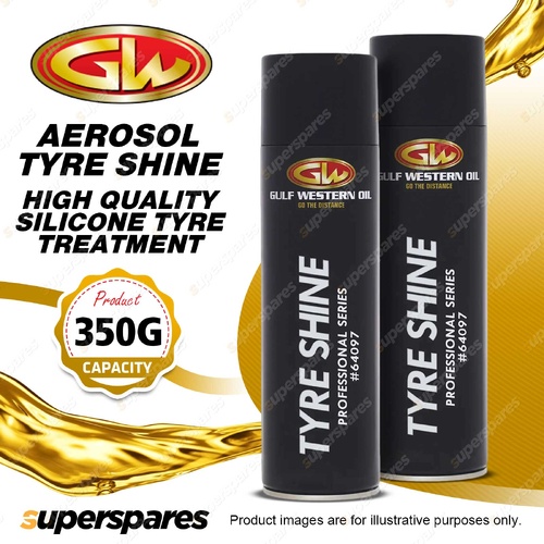 2 x Gulf Western Aerosol Tyre Shine High Quality Silicone Tyre Treatment 350g