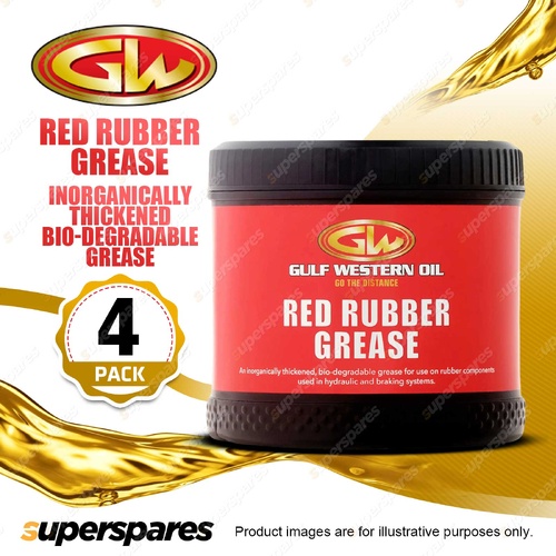 4 x Gulf Western Red Rubber Grease Inorganically Thickened Bio-Degradable 500g