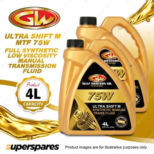 2 x Gulf Western Ultra Shift MF 75W Full Synthetic Manual Transmission Fluid 4L