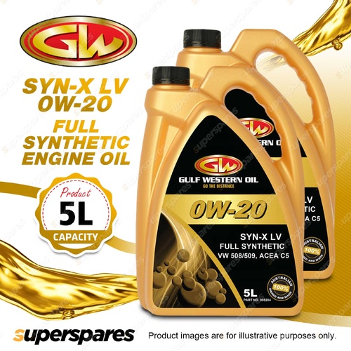 2 x Gulf Western SYN-X LV 0W-20 Full Synthetic Low Viscosity Engine Oil 5L