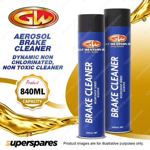 2 x Gulf Western Aerosol Brake Cleaner Non Chlorinated & Toxic Cleaner 840ml