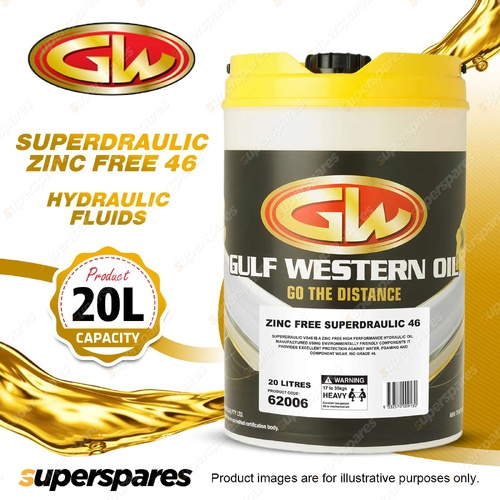 Gulf Western Superdraulic Zinc Free 46 Anti-Wear Hydraulic Oil 20L