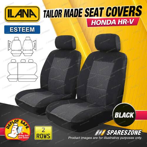 2 Rows Ilana Tailor Made Black Seat Covers for Honda HR-V RS Wagon 12/2014 - ON