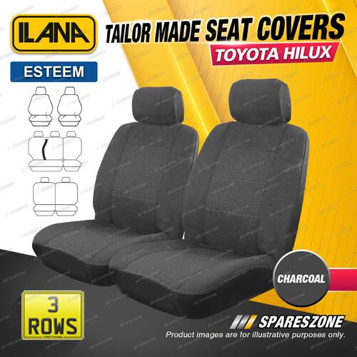 3 Rows Tailor Made Charcoal Esteem Seat Covers for Toyota Landcruiser 100 Wagon