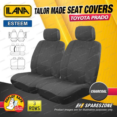 3 Rows Ilana Tailor Made Charcoal Seat Covers for Toyota Prado 120 Series Wagon