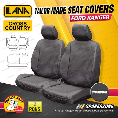 Ilana Charcoal Cross Country Car Seat Covers for Ford Ranger PX Double Cab 15-22