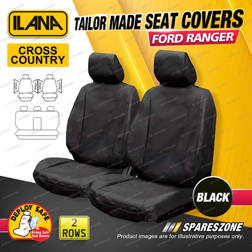 Ilana Black Cross Country Car Seat Covers for Ford Ranger Next-Gen Double Cab
