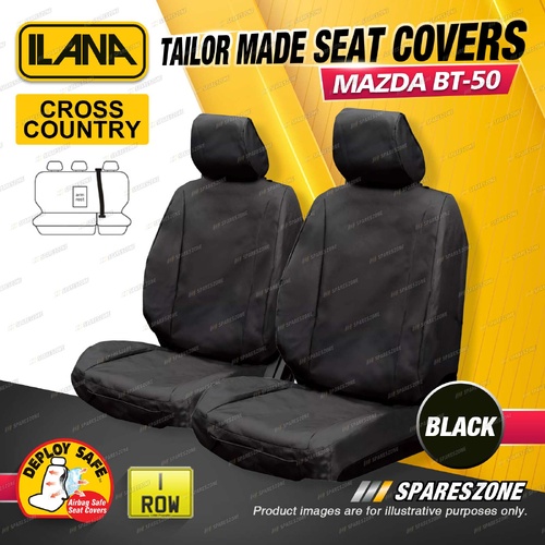 Rear BLK Cross Country Seat Covers for Mazda BT-50 TF XTR/GT/SP/Thunder Dual Cab