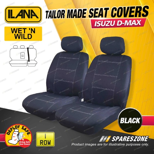 Rear Ilana Tailor Made Black Wet'N Wild Seat Covers for Isuzu D-Max LS Crew Cab