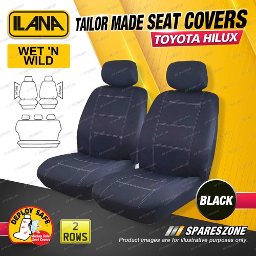 Tailor Made Black Wet'N Wild Car Seat Covers for Toyota Hilux Double Cab 09-15