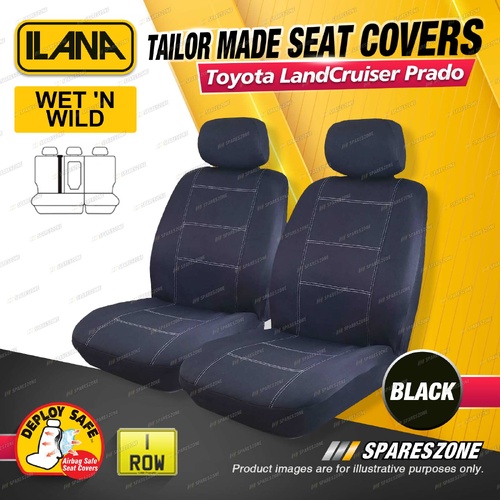 Rear Ilana Black Wet'N Wild Seat Covers for Toyota LandCruiser Prado 150 Wagon