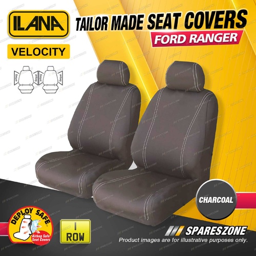 Front Ilana Charcoal Velocity Seat Covers for Ford Ranger Next-Gen Double Cab