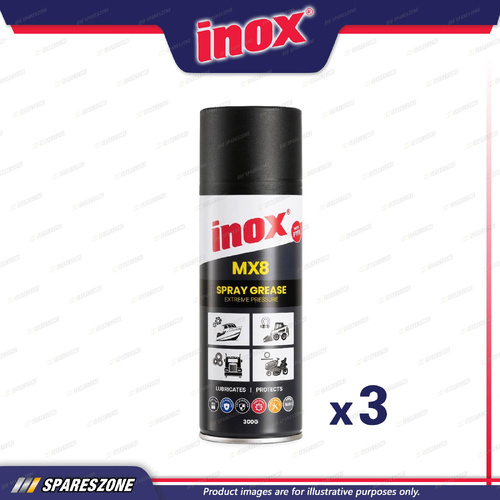3 x Inox MX8 PTFE Spray Grease 300GM Aerosol Can - Excellent Water Resistance