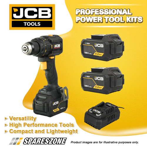 JCB Tools Professional 18V Compact Combi Drill Kit Includes 2 x 5.0Ah batteries