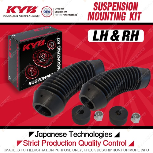 2x KYB Front Dust Boot + Bush Mounting Nut Kit for Toyota Prado 120 Series