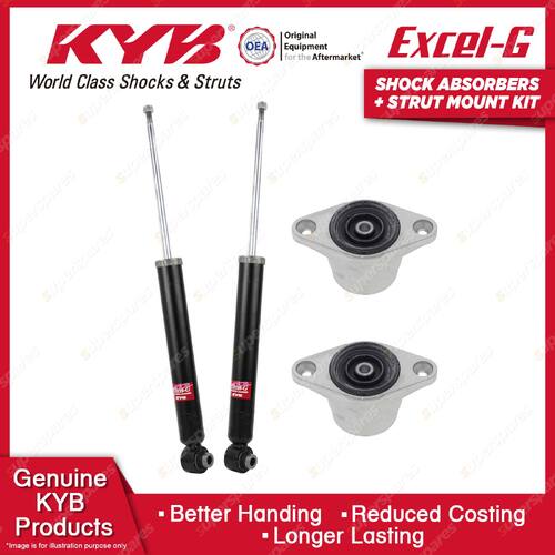 Pair Rear KYB Shock Absorbers + Strut Top Mount Kit for Audi A4 B7 04-09