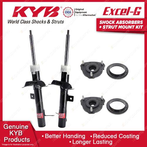 2 Front KYB Shock Absorbers + Strut Top Mount Kit for Ford Focus LR 02-05