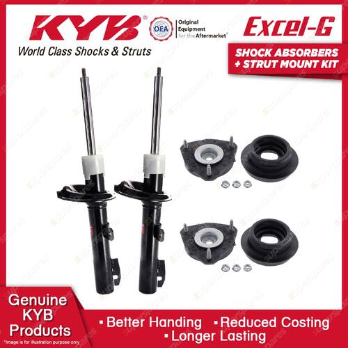 Pair Front KYB Shock Absorbers + Strut Top Mount Kit for Ford Transit VM 06-12
