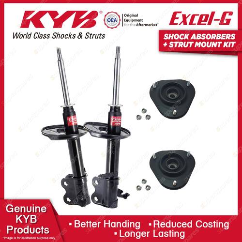 2 Front KYB Shock Absorbers + Strut Top Mount Kit for Holden Nova LG 94-97