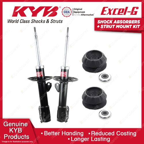 2x Front KYB Shock Absorbers + Strut Mount Kit for Toyota Prius-C NHP10R 12-14