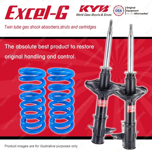 Front KYB EXCEL-G Shocks + Raised Coil Springs for MITSUBISHI Lancer Mirage CE