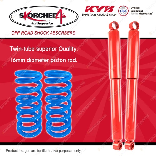 Rear KYB SKORCHED 4'S Shocks HD Raised Coil Springs for NISSAN Patrol GQ
