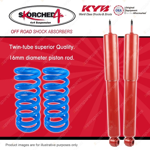 Rear KYB SKORCHED 4'S Shocks Coil Springs for TOYOTA Landcruiser Prado 90