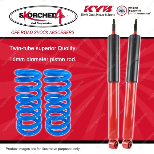 Rear KYB SKORCHED Shocks HD Raised Coil Springs for Landcruiser UZJ URJ 200