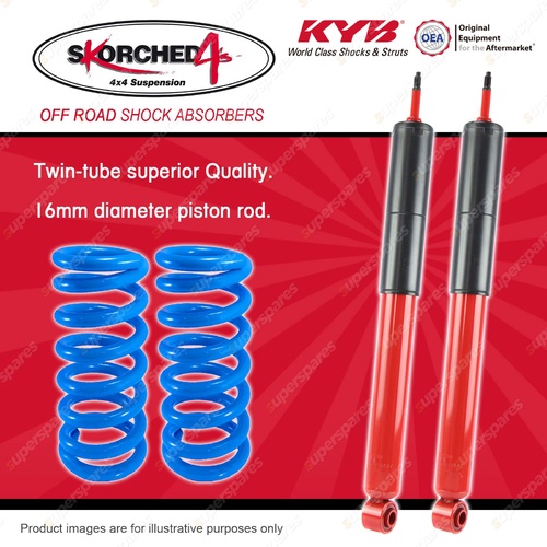 Rear KYB SKORCHED Shocks HD Raised Coil Springs for TOYOTA Landcruiser Prado 150