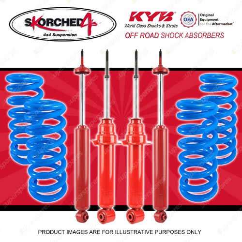 4x KYB SKORCHED 4'S Shocks + HD Raised Coil Springs for MITSUBISHI Pajero NW
