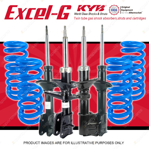 4x KYB Excel-G Shocks + Raised Coil Springs for Land Rover Freelander SUV 00-07