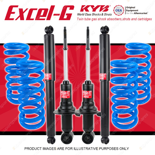 4x KYB Excel-G Shocks + Raised HD Coil Springs for Nissan Navara D23 NP30 15-On