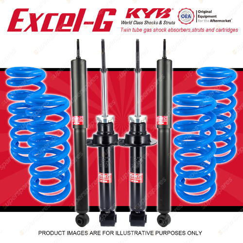 4x KYB Excel-G Shocks + Raised Coil Springs for Mitsubishi Pajero NM 2000-2002