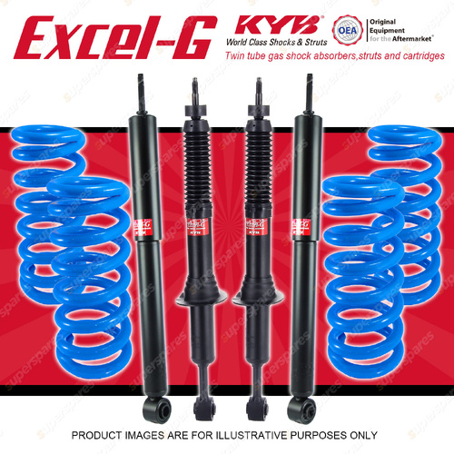 4x KYB Excel-G Shocks + Raised Coil Springs for Toyota Landcruiser Prado 120