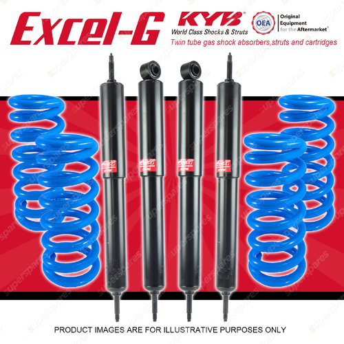 4x KYB Excel-G Shocks + Raised Coil Springs for Land Rover 110 1984-2007