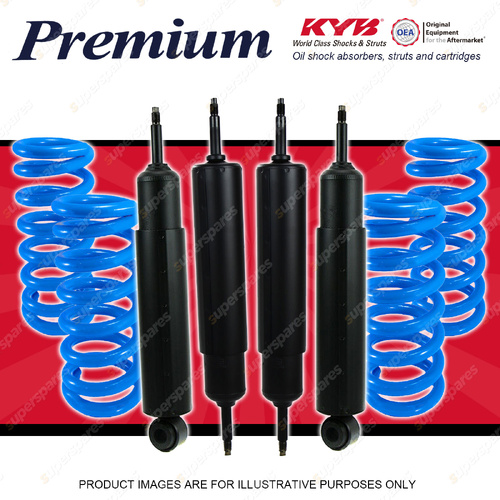 4x KYB Premium Shocks + Raised Coil Springs for Land Rover Range Rover 38D 89-95