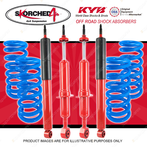 KYB Skorched 4's Shocks Raised Coil Springs for Toyota Landcruiser UZJ200 URJ202