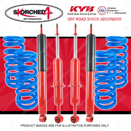 4 KYB Skorched 4's Shocks + Raised Coil Springs for Toyota Landcruiser Prado 150
