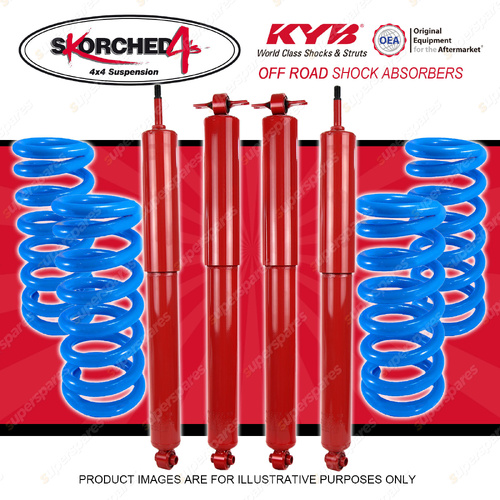 4x KYB Skorched 4's Shocks + Raised HD Coil Springs for Jeep Wrangler JK 2012-On