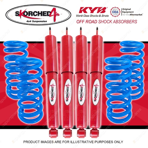 4x KYB Skorched 4's Shocks Raised Coil Springs for Suzuki Jimny SN413 2000-2019