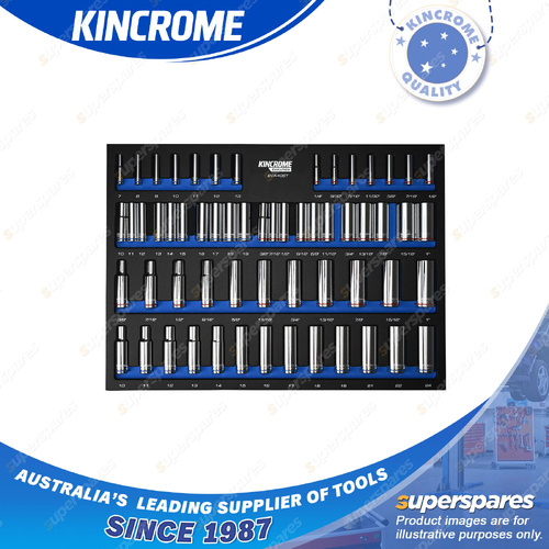 59 Pcs of Kincrome 1/4" 3/8" 1/2" Square Drive Evolution Deep Sockets EVA Tray
