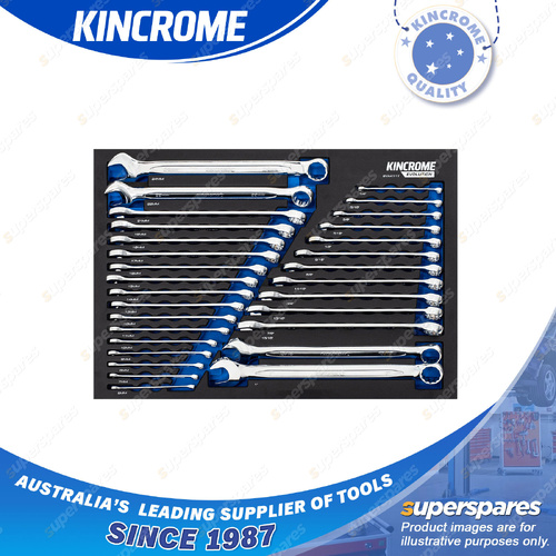 30 Pcs of Kincrome Evolution Combination Spanners EVA Tray - Metric & Imperial