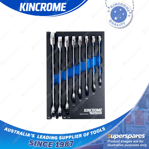 8 Pcs of Kincrome Evolution Metric Single Way Gear Spanners EVA Tray Tool Kits