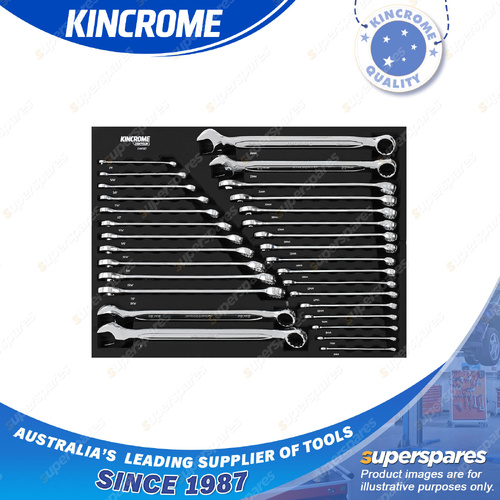 30 Pcs of Kincrome Contour Combination Spanners EVA Tray - Metric & Imperial