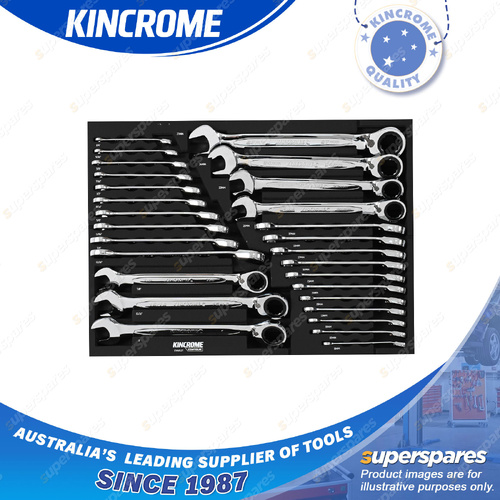 28 Pcs of Kincrome Contour Reverse Gear Spanners EVA Tray - Metric & Imperial