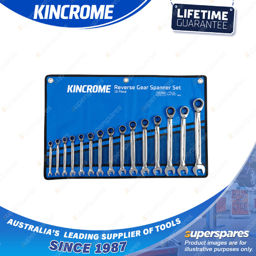 15 Pcs of Kincrome Metric Reversible Gear Spanner Wrenches Set - Sizes 8mm-24mm